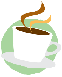 A graphic of a fresh coffe on a green circle background