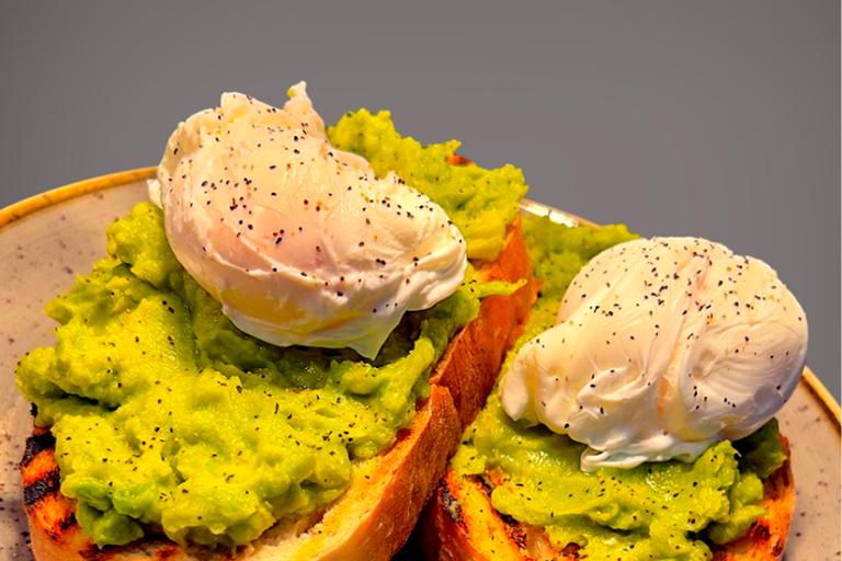 Toast with poached egg and avocado