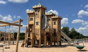 Image shows outdoor children's play castle at Fun Arium